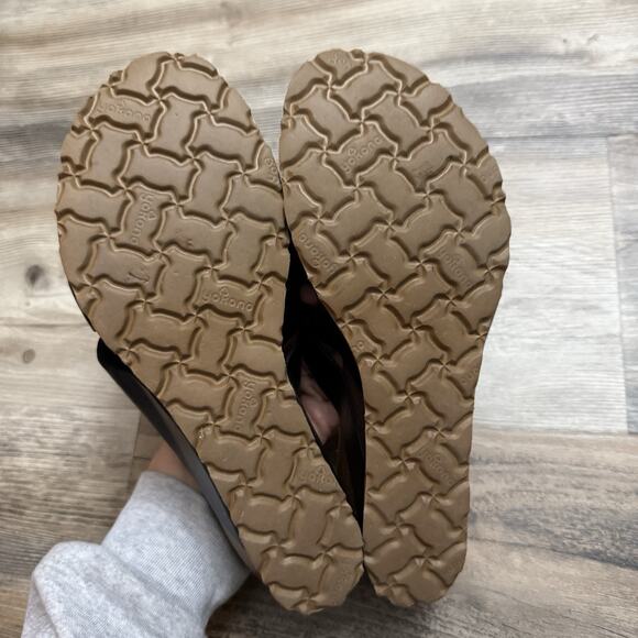 Yokono Black Leather Cross Strap Wedge Sandals Women’s Size 8 Spain - Picture 3 of 6